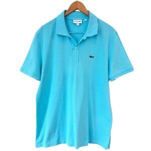 Lacoste Mens Polo Shirt Short Sleeve Blue Size XXL Gator Logo Preppy Sporty